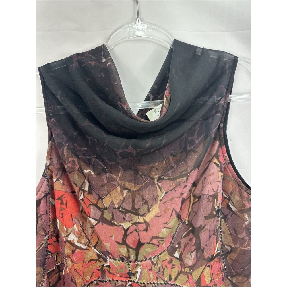 Byron Lars Beauty Mark Sheer Mesh Top Abstract Print Cowl Neck Y2K Designer Sz 6 - Picture 4 of 12